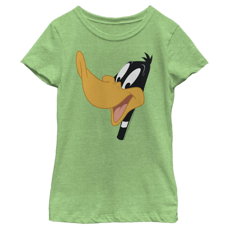 Girl\'s Looney Tunes Daffy Duck Smile Graphic Tee Green Apple Medium