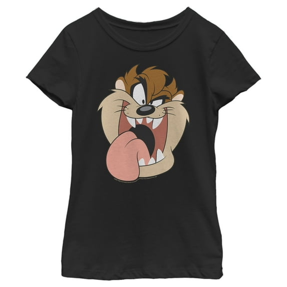 Girl's Looney Tunes Tasmanian Devil Big Face Graphic Tee Black Medium