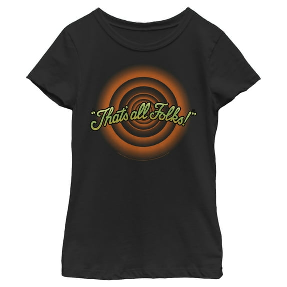 Girl's Looney Tunes That's All Folks Classic Graphic Tee Black Medium