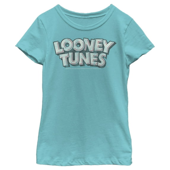 Girl's Looney Tunes Vintage Logo  Graphic Tee Tahiti Blue Large