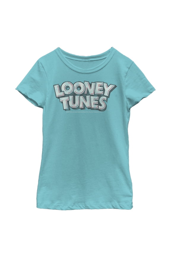 Girl's Looney Tunes Vintage Logo Graphic Tee Tahiti Blue X Large