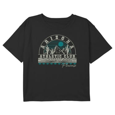 Girl's Lost Gods Arizona Athletic Club Distressed Crop Graphic T-Shirt Black Medium