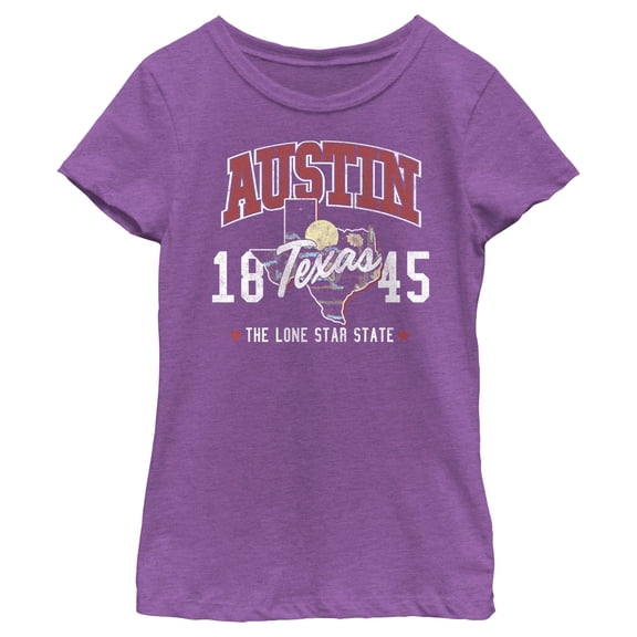 Girl's Lost Gods Austin Texas Graphic Tee Purple Berry Small