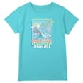 thumbnail image 1 of Girl's Lost Gods Beach Club Miami Graphic Tee Blue Medium Plus, 1 of 3