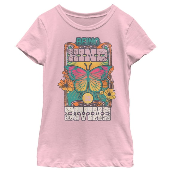 Girl's Lost Gods Being Kind Is Divine Graphic Tee Light Pink Large