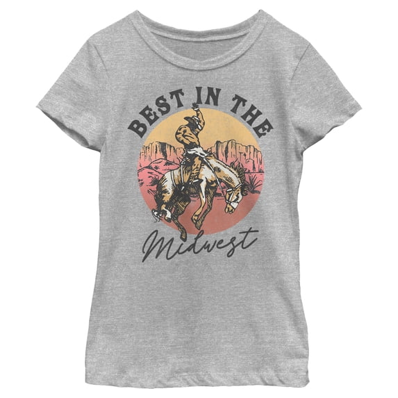Girl's Lost Gods Best in the Midwest Graphic Tee Athletic Heather Large