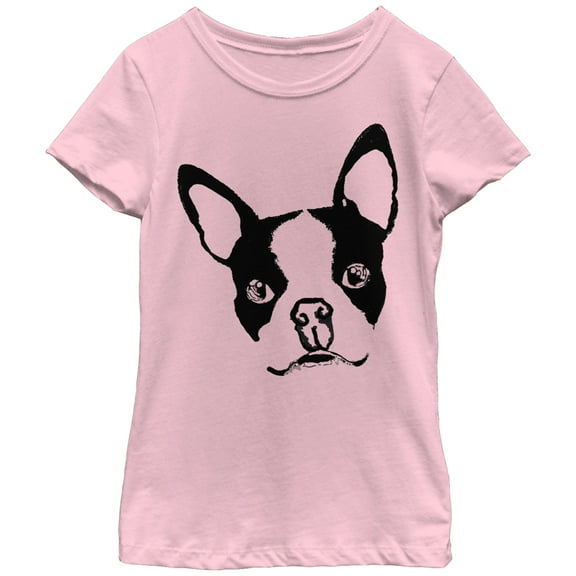 Girl's Lost Gods Boston Terrier Dog  Graphic Tee Light Pink Large