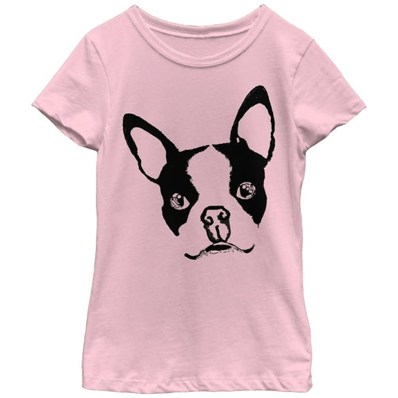 Girl's Lost Gods Boston Terrier Dog Graphic Tee Light Pink X Large