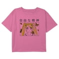 thumbnail image 1 of Girl's Lost Gods Butterfly Anime School Girl Graphic Cropped T-Shirt Light Pink X Small, 1 of 3