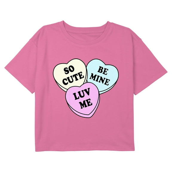 Girl's Lost Gods Candy Hearts Messages Graphic Cropped T-Shirt