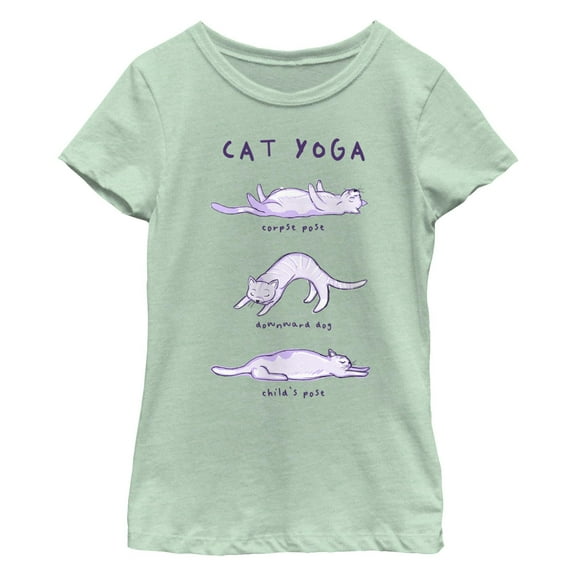 Girl's Lost Gods Cat Yoga Poses  Graphic T-Shirt