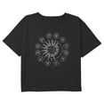 thumbnail image 1 of Girl's Lost Gods Celestial Zodiac Symbols Graphic Cropped T-Shirt Black Small, 1 of 3