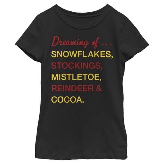 Girl's Lost Gods Christmas Dream List Graphic Tee Black Large