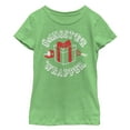thumbnail image 1 of Girl's Lost Gods Christmas Gangster Wrapper  Graphic Tee Green Apple Medium, 1 of 3