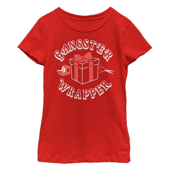 Girl's Lost Gods Christmas Gangster Wrapper  Graphic Tee Red X Small
