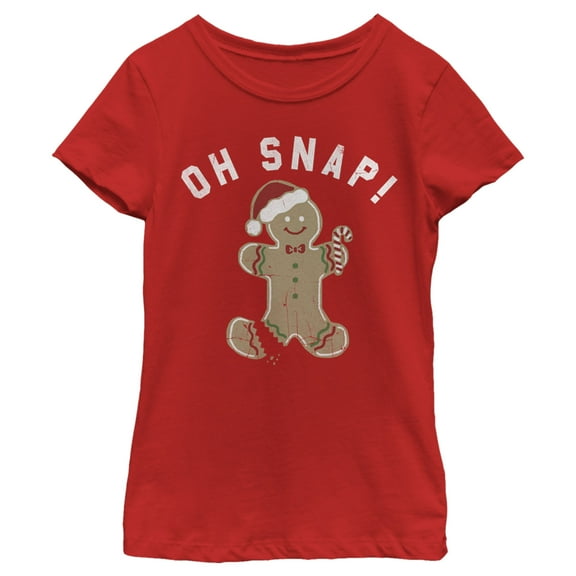 Girl's Lost Gods Christmas Oh Snap Gingerbread Cookie  Graphic Tee Red X Small