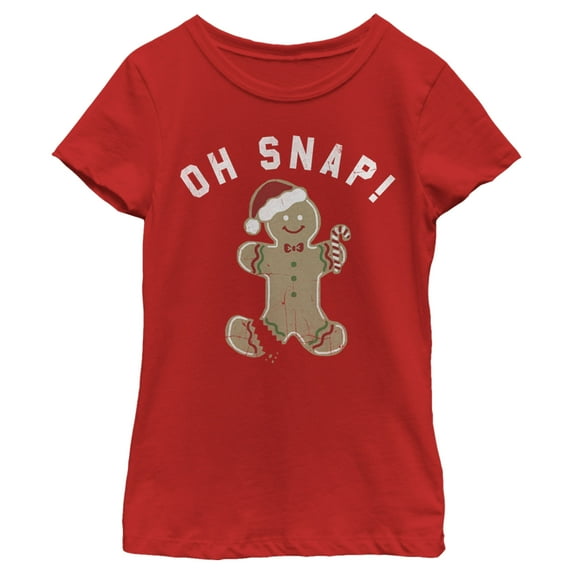 Girl's Lost Gods Christmas Oh Snap Gingerbread Cookie Graphic Tee Red X Small