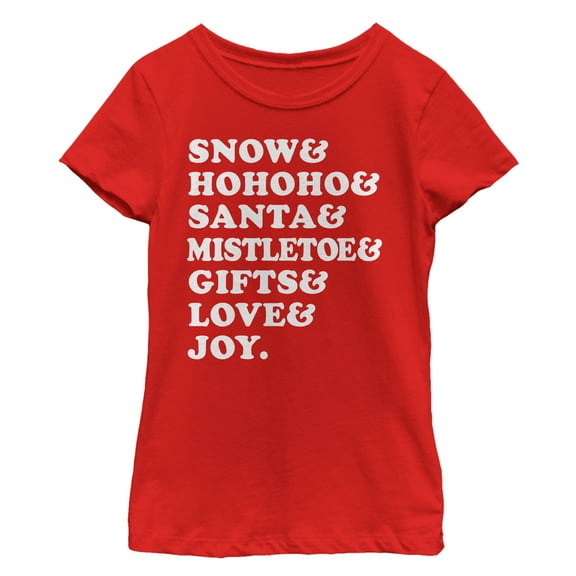 Girl's Lost Gods Christmas Season List  Graphic Tee Red Large