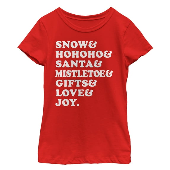 Girl's Lost Gods Christmas Season List Graphic Tee Red X Small