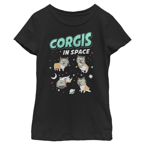 Girl's Lost Gods Corgi Outer Space  Graphic T-Shirt