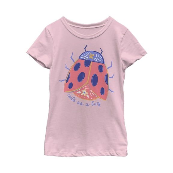 Girl's Lost Gods Cute as a Ladybug Graphic Tee Light Pink Large