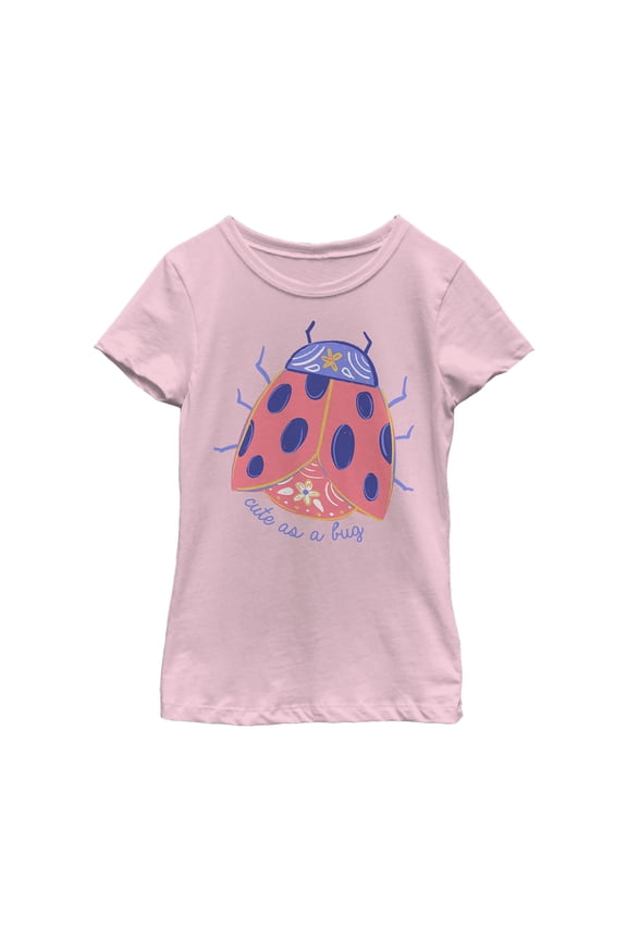 Girl's Lost Gods Cute as a Ladybug  Graphic Tee Light Pink Medium