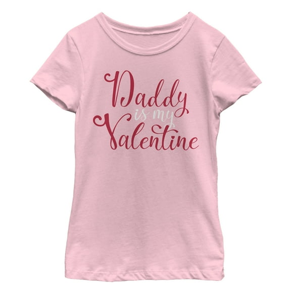 Girl's Lost Gods Daddy is My Valentine  Graphic Tee Light Pink Large