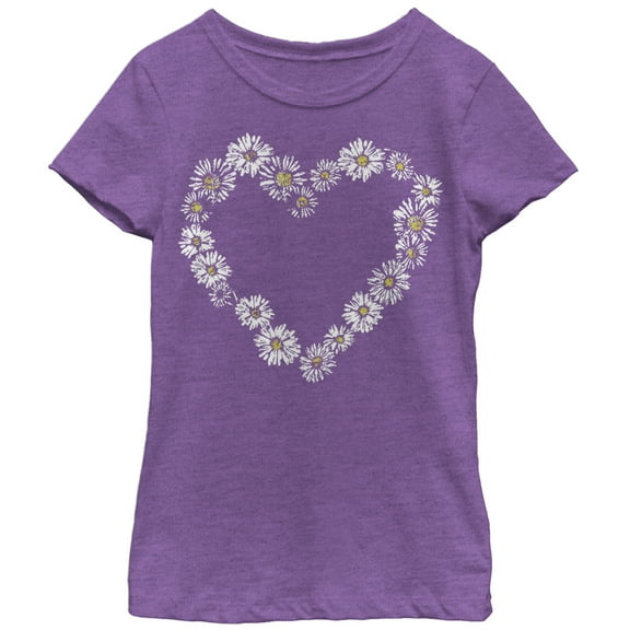 Girl's Lost Gods Daisy Heart  Graphic Tee Purple Berry X Large