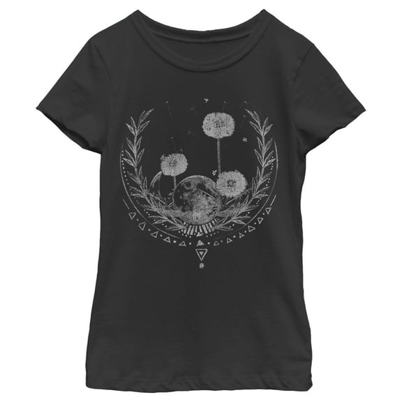 Girl's Lost Gods Dandelion Moon Wish  Graphic Tee Black Large