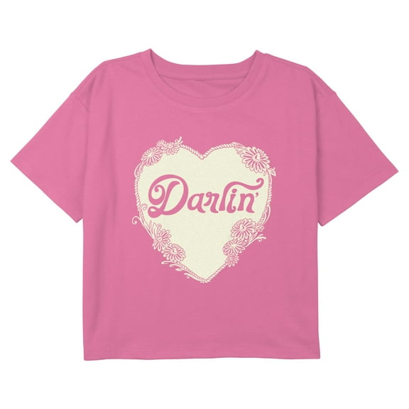 Girl's Lost Gods Darling Floral Heart Graphic Cropped T-Shirt
