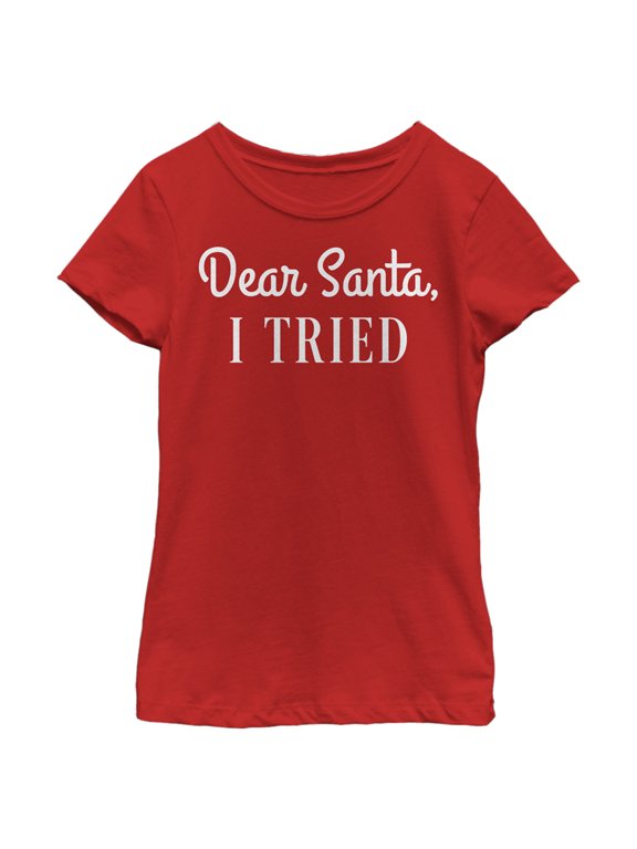 Girl's Lost Gods Dear Santa, I Tried Graphic Tee Red Small