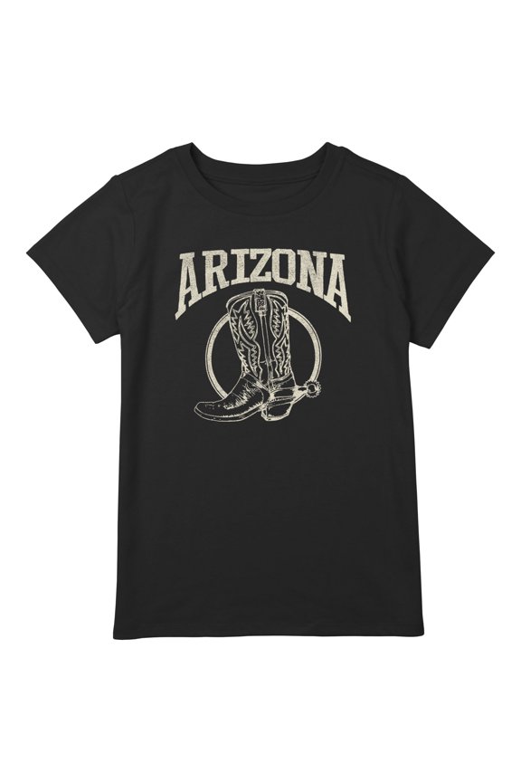 Girl's Lost Gods Distressed Arizona Cowboy Boot Graphic Tee Black X Large Plus