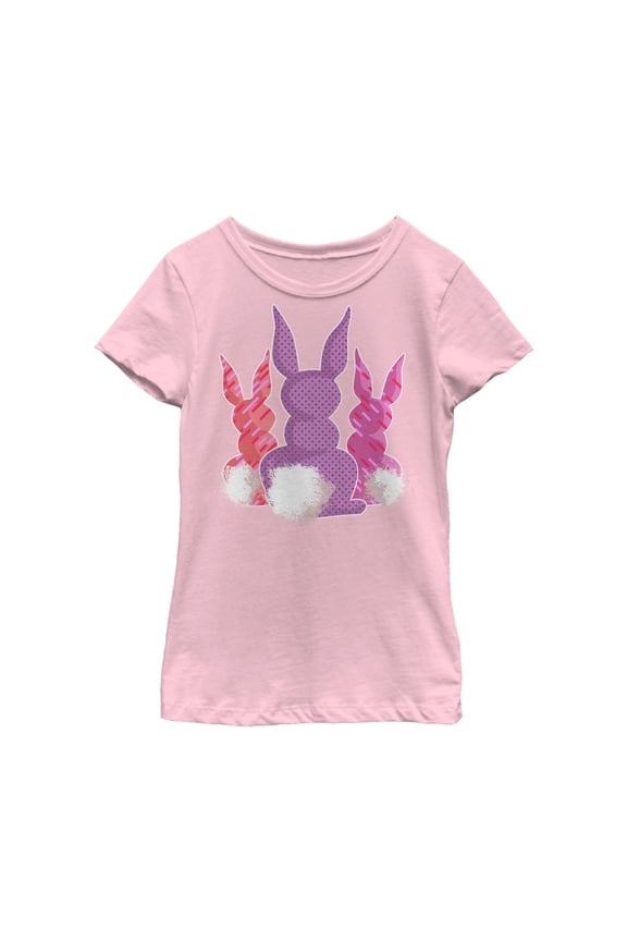 Girl's Lost Gods Easter Bunny Tails Graphic Tee Light Pink Large