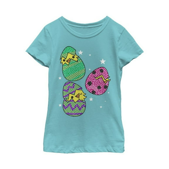 Girl's Lost Gods Easter Chick Eggs  Graphic Tee Tahiti Blue X Small