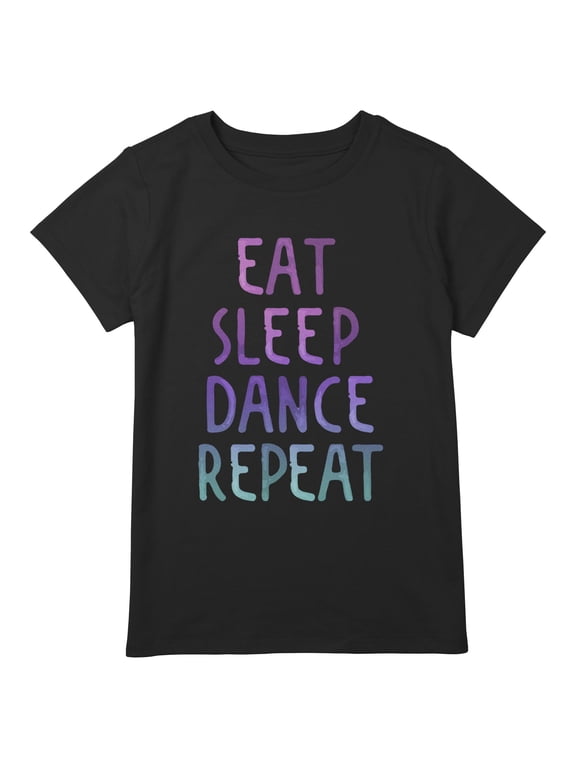 Girl's Lost Gods Eat Sleep Dance Repeat Watercolor Graphic T-Shirt
