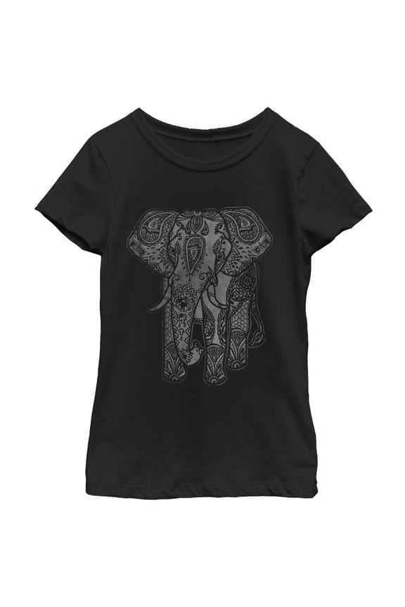 Girl's Lost Gods Elephant Print Graphic Tee Black Large