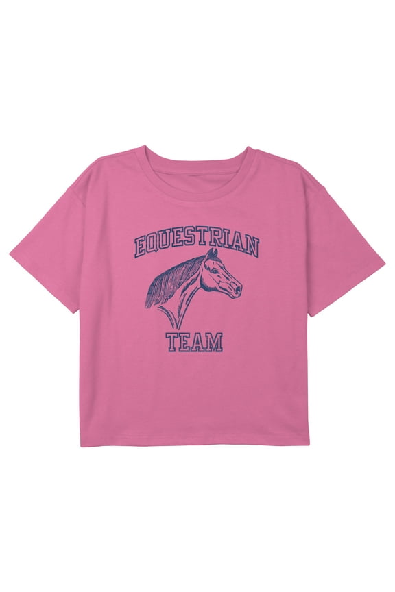 Girl's Lost Gods Equestrian Team Logo Graphic Cropped T-Shirt Light Pink X Large