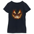 thumbnail image 1 of Girl's Lost Gods Evil Pumpkin Face Graphic Tee Navy Blue Small, 1 of 4