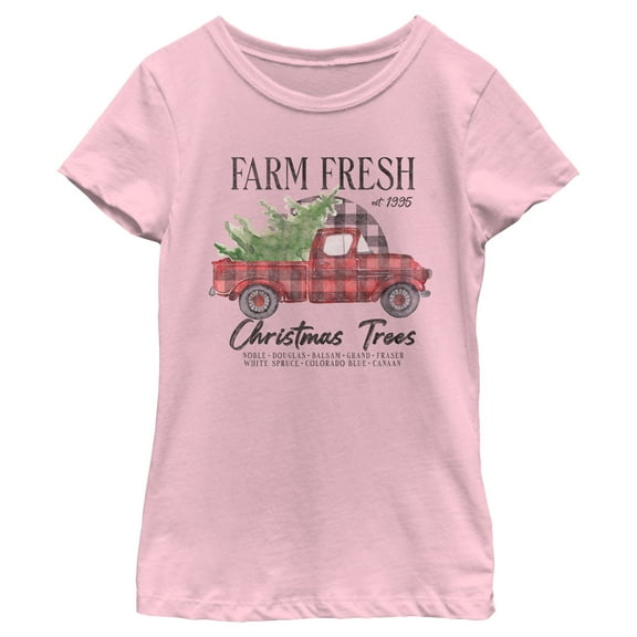 Girl's Lost Gods Farm Fresh Christmas Tree  Graphic Tee Light Pink Large