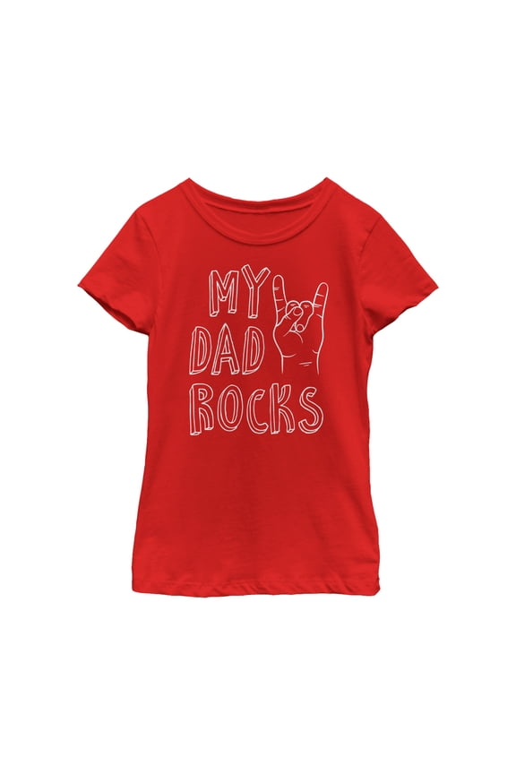 Girl's Lost Gods Father's Day My Dad Rocks Graphic Tee Red X Large