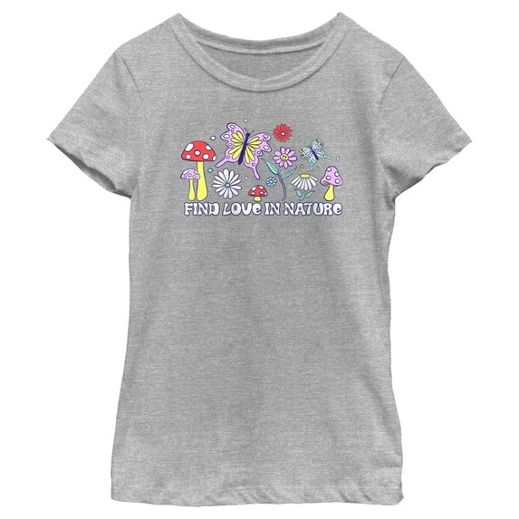 Girl's Lost Gods Find Love in Nature Graphic Tee Athletic Heather Large