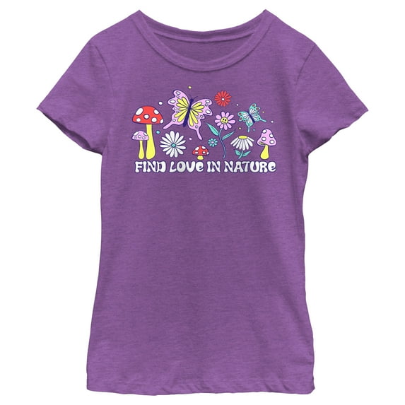 Girl's Lost Gods Find Love in Nature Graphic Tee Purple Berry X Small