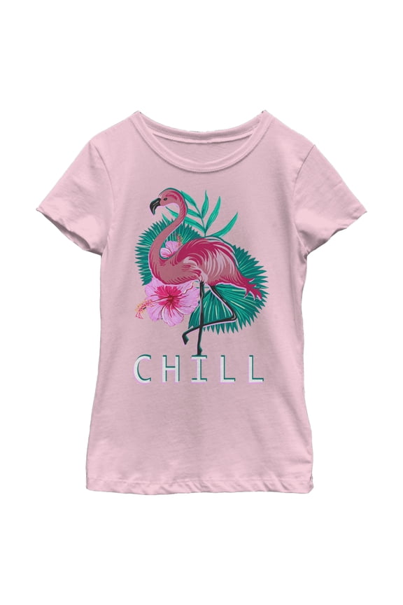 Girl's Lost Gods Flamingo Tropical Chill Graphic Tee Light Pink Medium