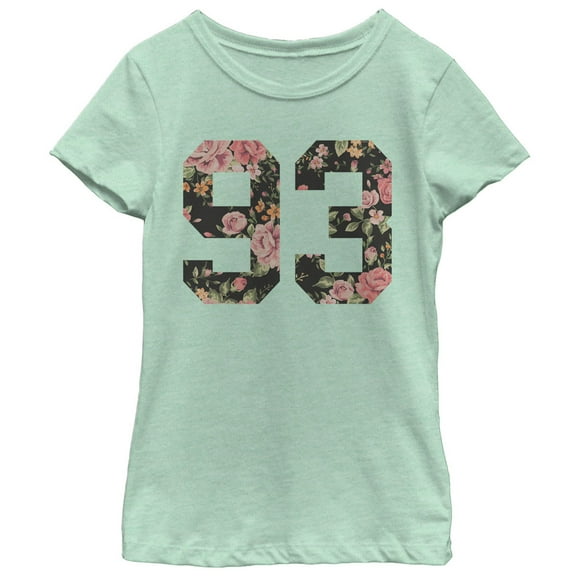 Girl's Lost Gods Floral Print 93  Graphic Tee Mint Large