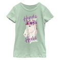 thumbnail image 1 of Girl's Lost Gods Flower Horse Heads Up Heels Down Motto Graphic Tee Mint - Heads Up Small, 1 of 4