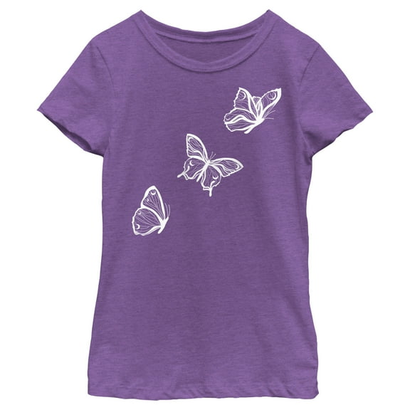 Girl's Lost Gods Flying Butterfly Graphic Tee Purple Berry Medium