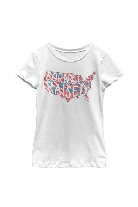 Girl's Lost Gods Fourth of July U.S.A. Born Graphic Tee White Large