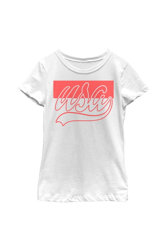 Girl's Lost Gods Fourth of July U.S.A. Summer Stripe Graphic Tee White X Small