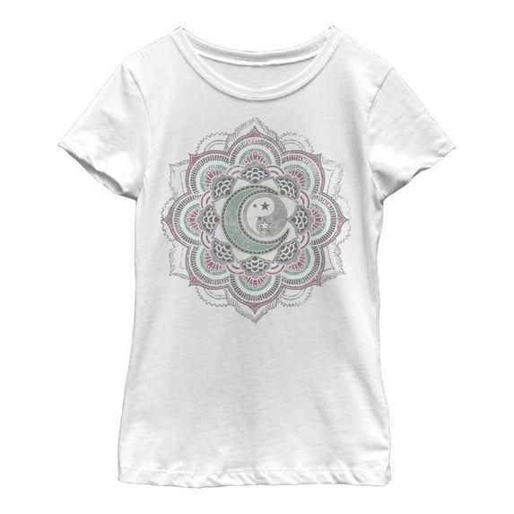 Girl's Lost Gods Geometric Moon Graphic Tee White Large