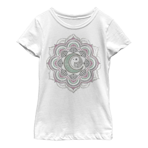 Girl's Lost Gods Geometric Moon  Graphic Tee White Small